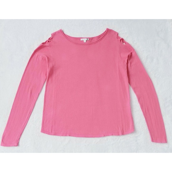 MINNIE ROSE "AIRY & LIGHT LUXE COTTON KNIT" COLD SHOULDER SWEATER TOP $136 L - Picture 3 of 8